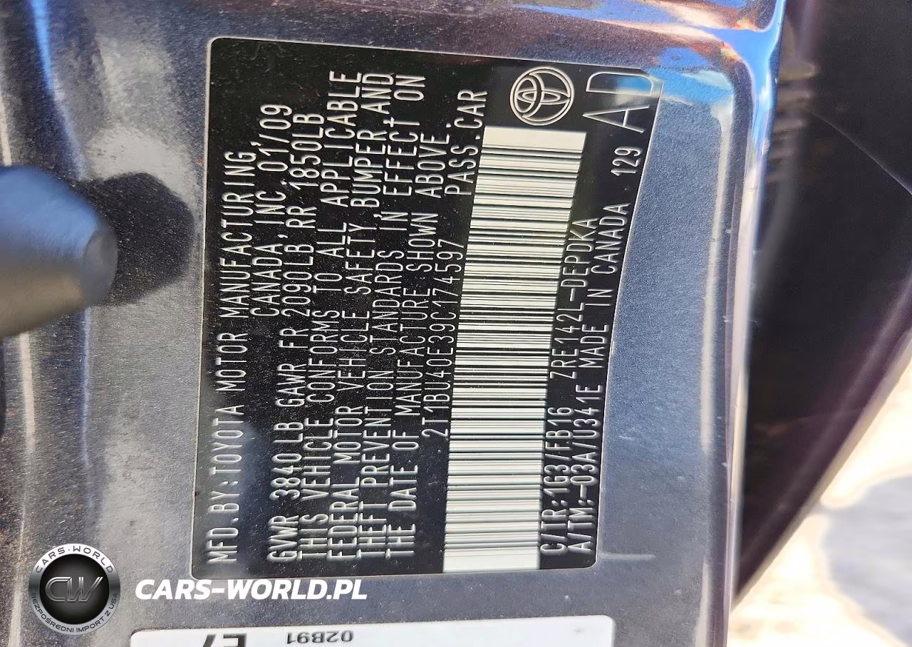 2009 Toyota Corolla Le VIN:2T1BU40E39C174597 - 13