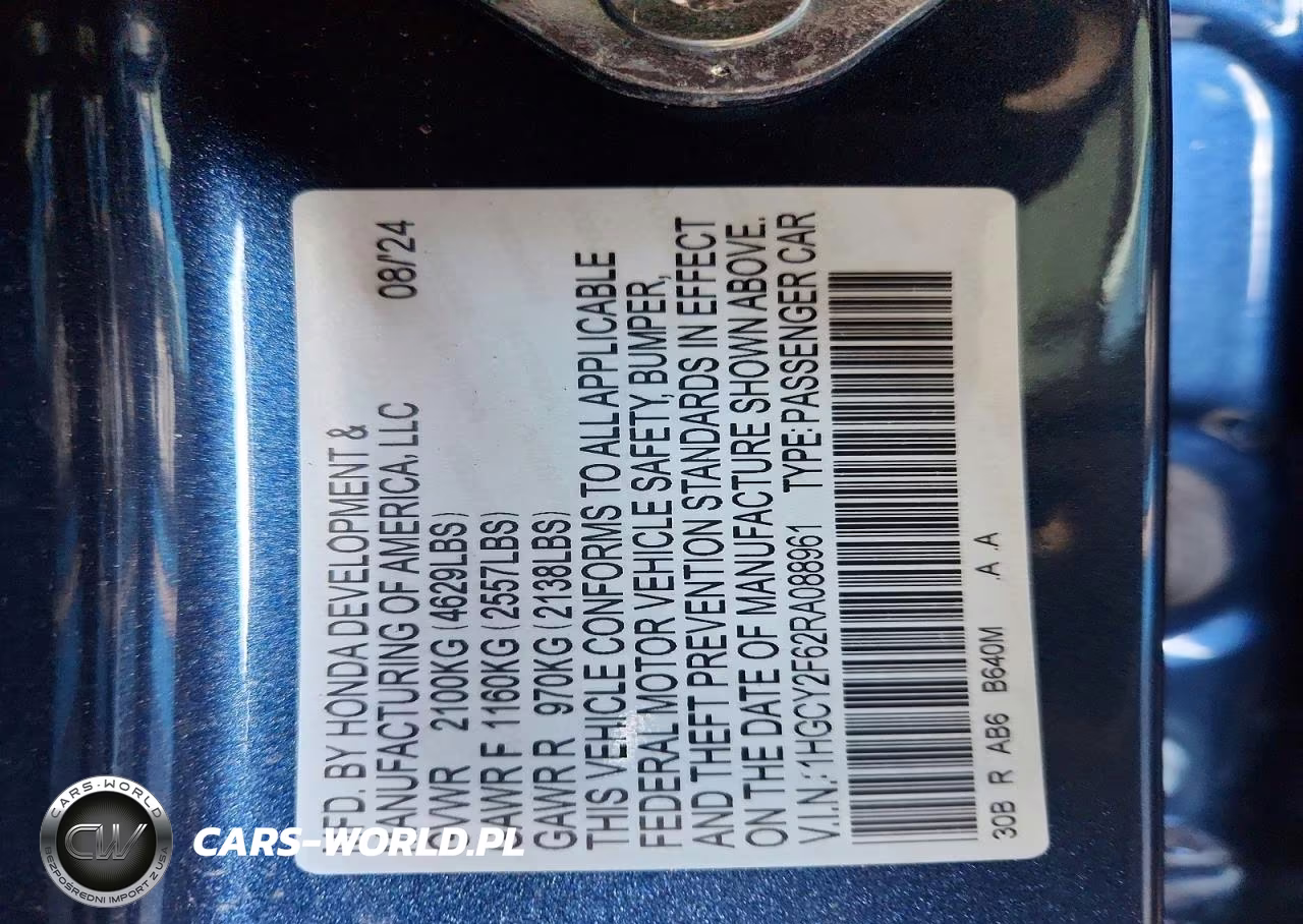 2024 Honda Accord Hybrid Exl VIN:1HGCY2F62RA088961 - 12