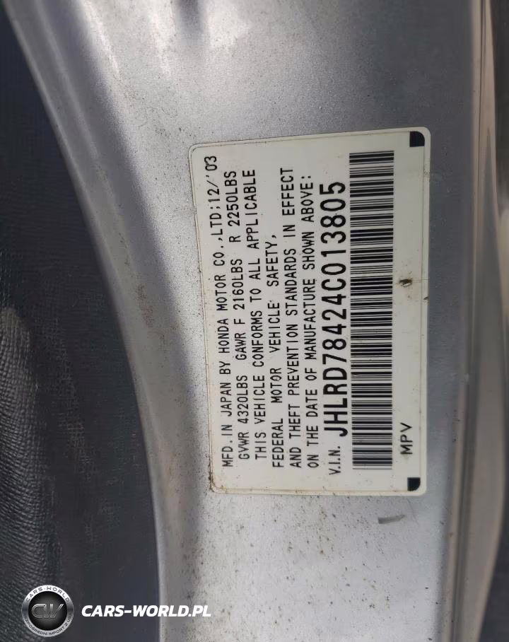 2004 Honda Cr-V Lx VIN:JHLRD78424C013805 - 13
