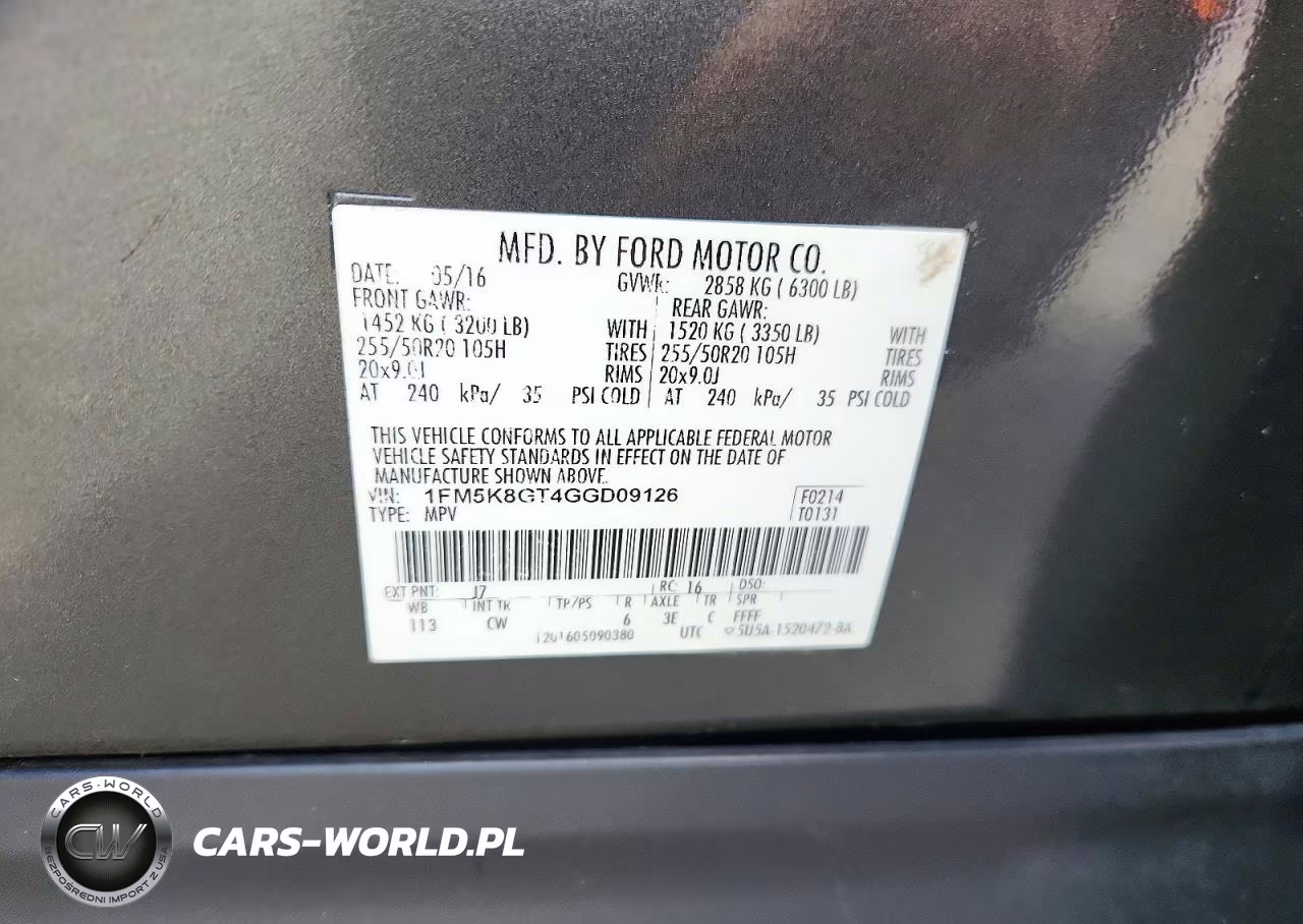 2016 Ford Explorer Sport VIN:1FM5K8GT4GGD09126 - 14