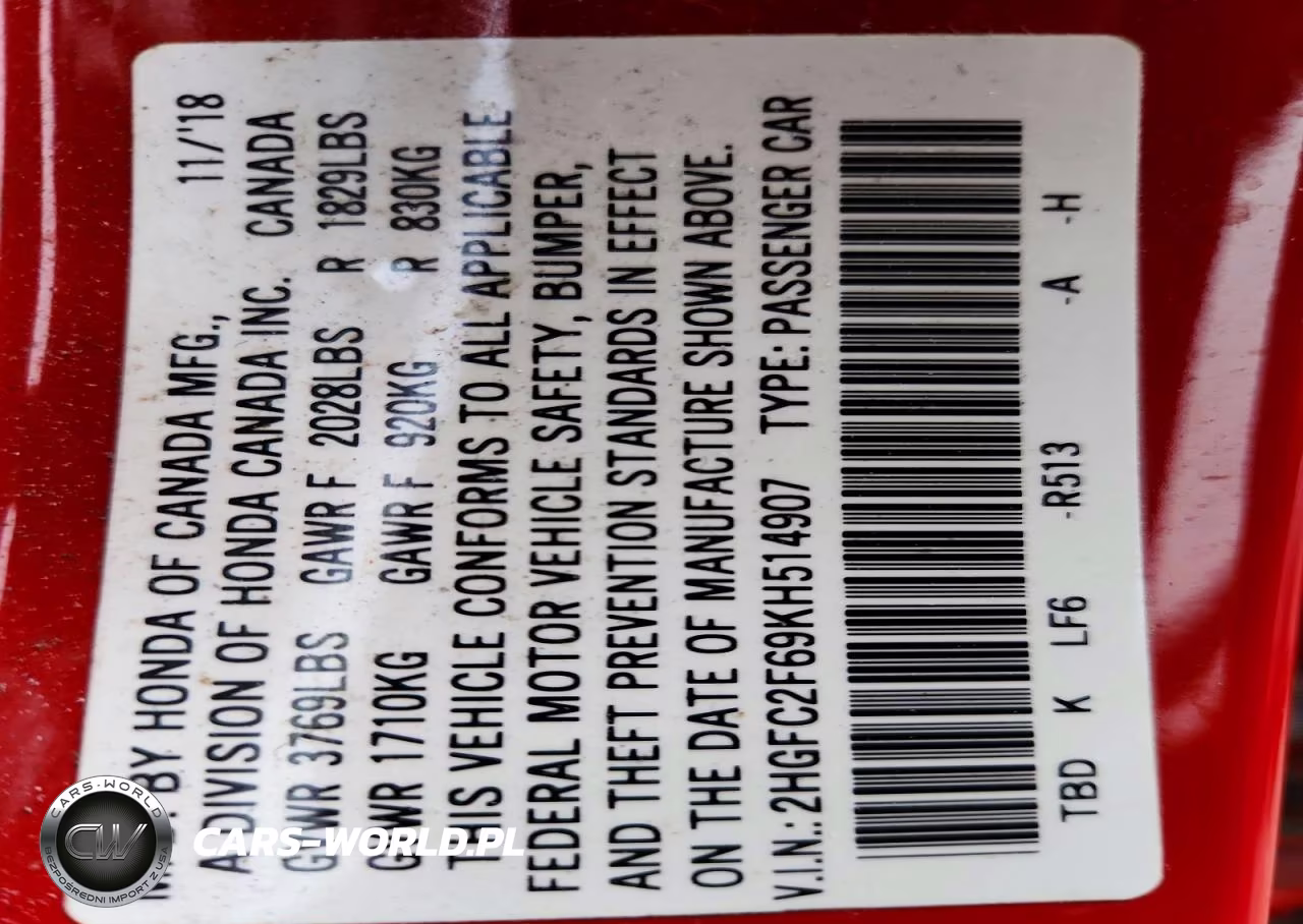 2019 Honda Civic Lx VIN:2HGFC2F69KH514907 - 12