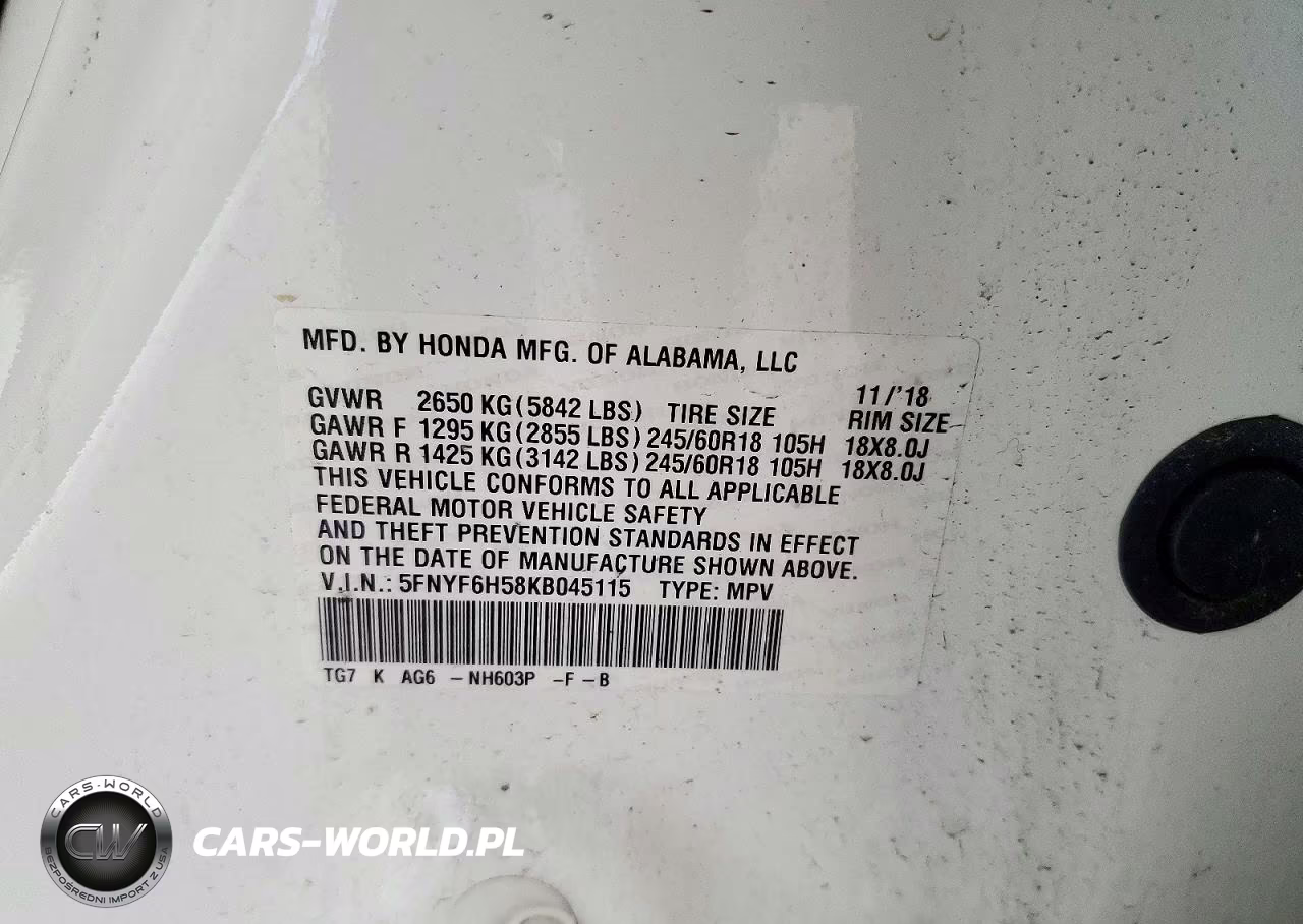 2019 Honda Pilot Exl VIN:5FNYF6H58KB045115 - 14
