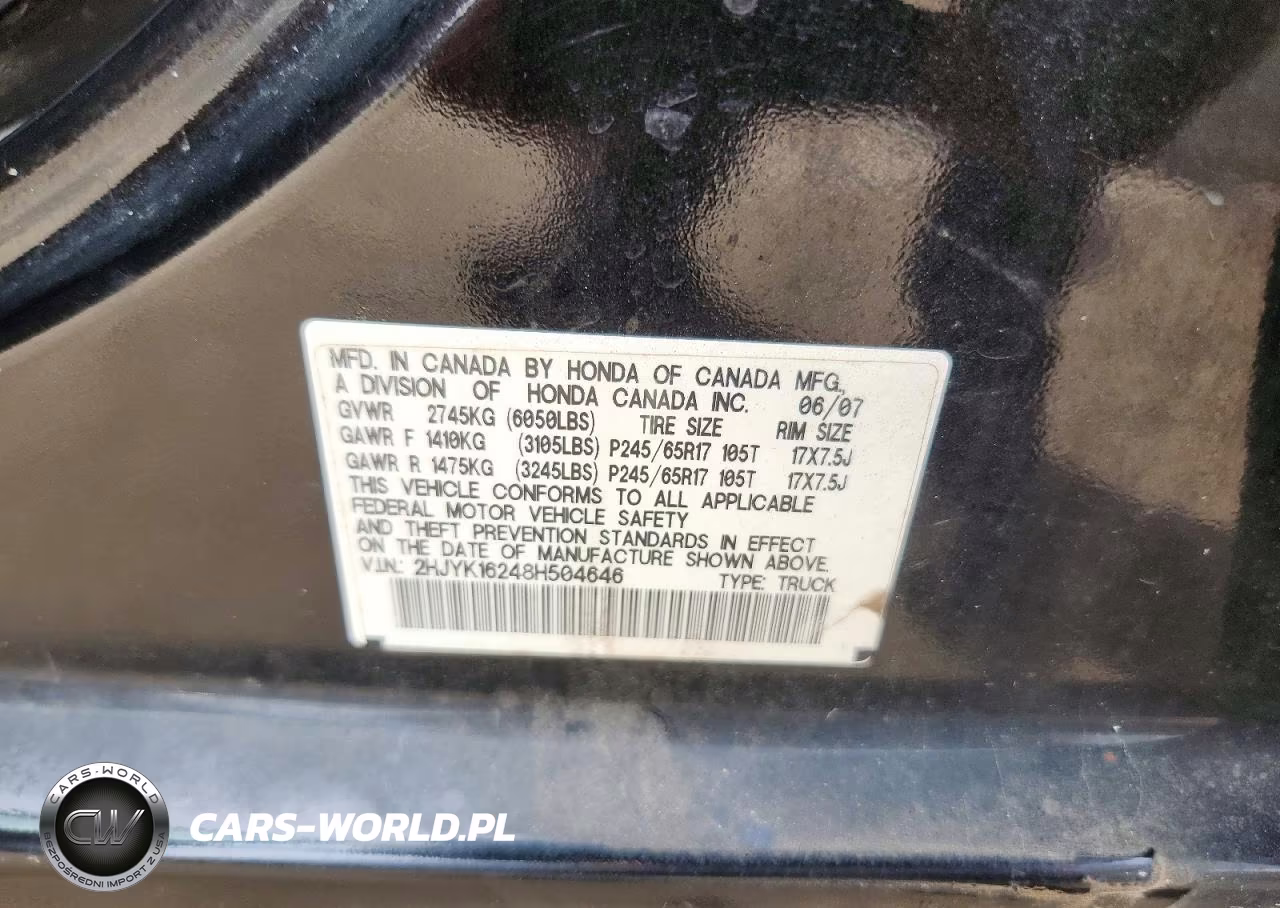 2008 Honda Ridgeline Rt VIN:2HJYK16248H504646 - 12