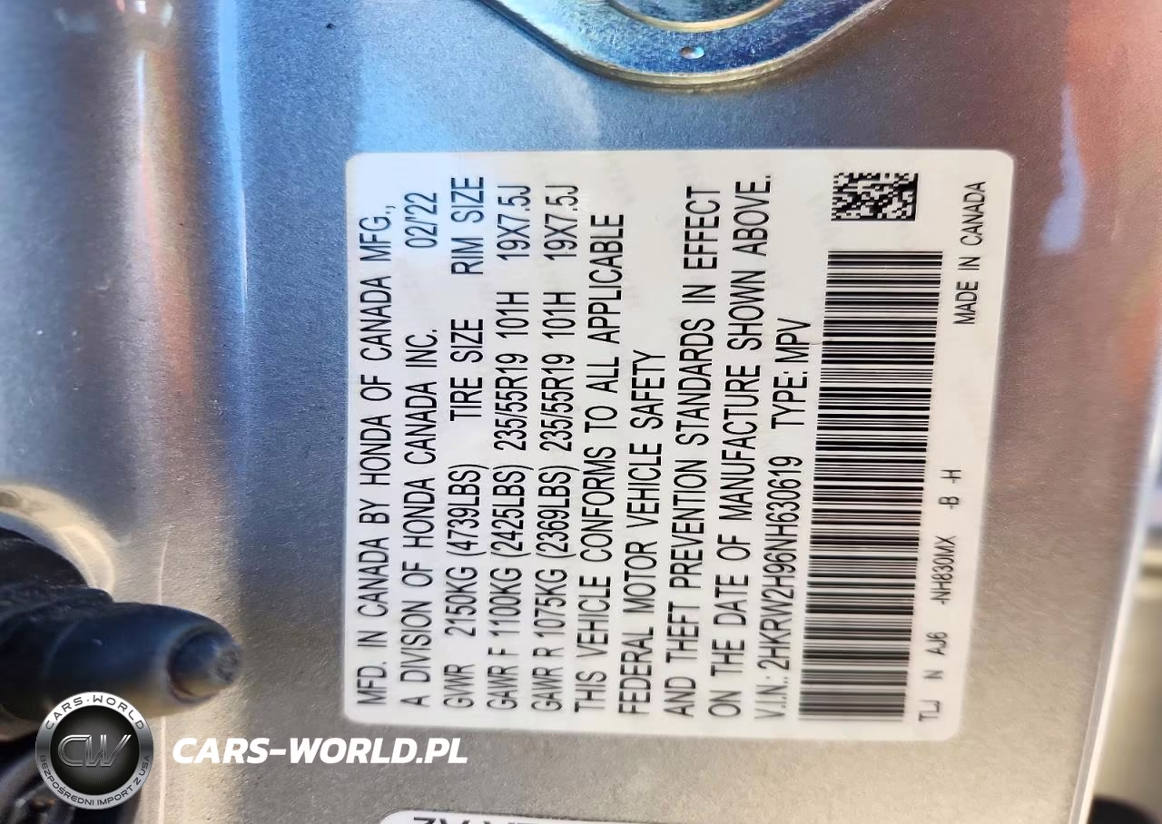 2022 Honda Cr-V Touring VIN:2HKRW2H96NH630619 - 13