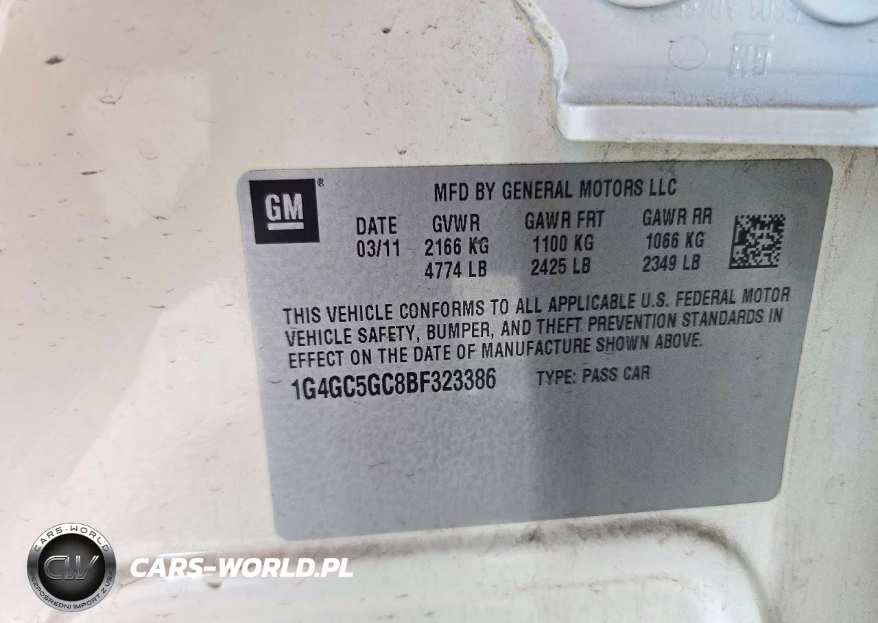 2011 Buick Lacrosse Cxl VIN:1G4GC5GC8BF323386 - 12