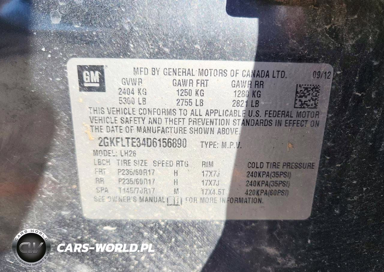 2013 GMC Terrain Sle VIN:2GKFLTE34D6156890 - 12