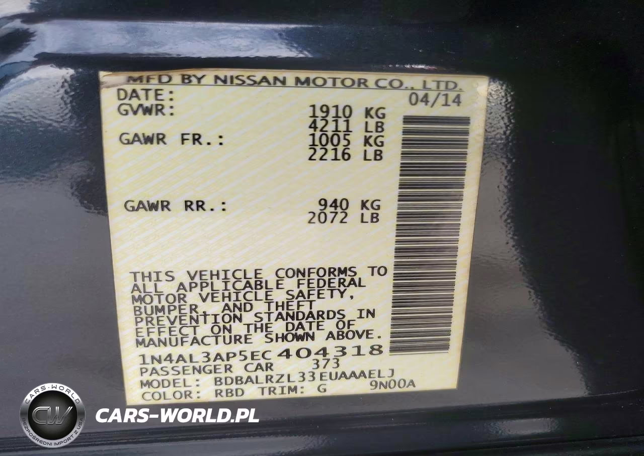 2014 Nissan Altima 2.5 S VIN:1N4AL3AP5EC404318 - 13