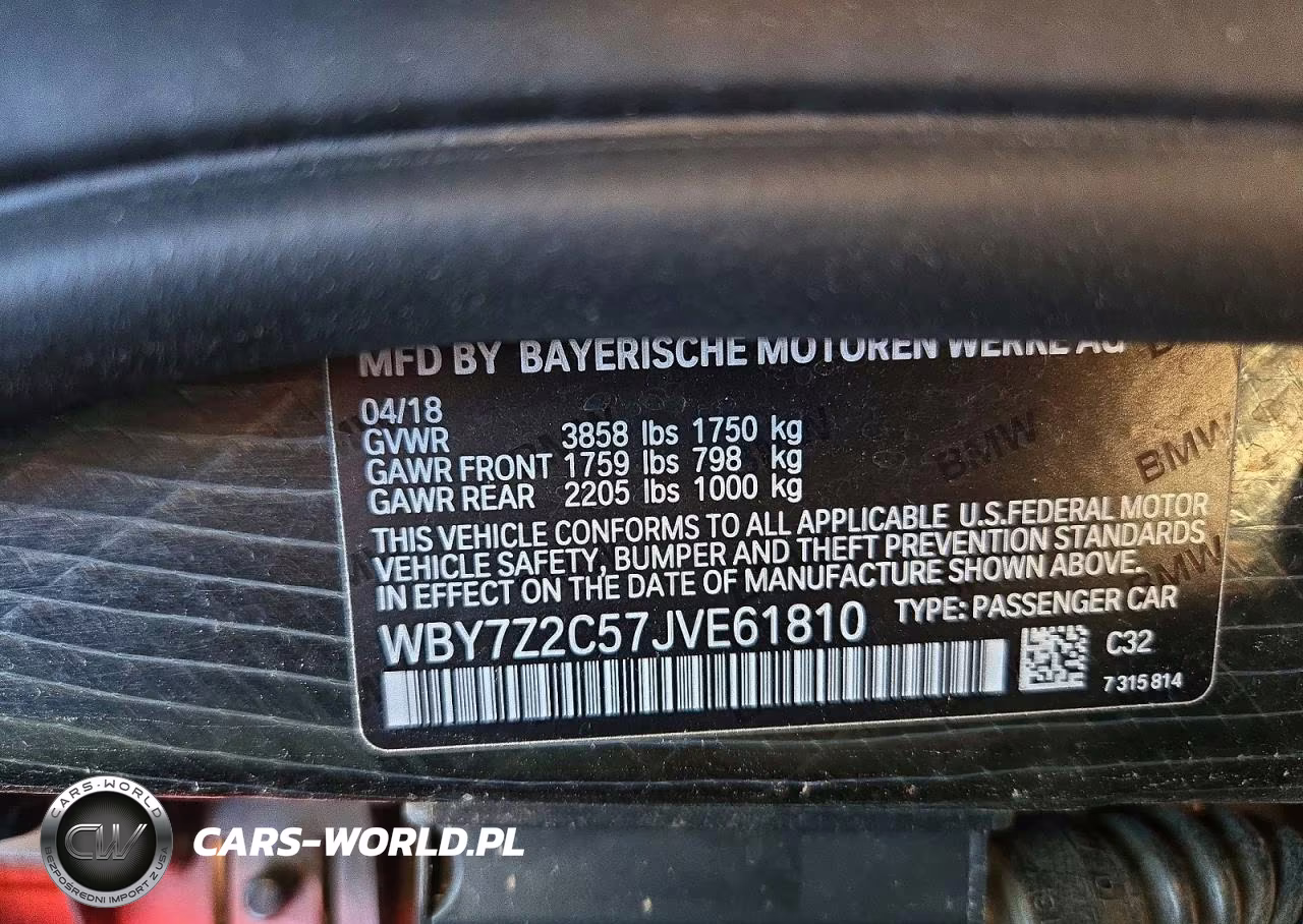 2018 BMW I3 Bev VIN:WBY7Z2C57JVE61810 - 12