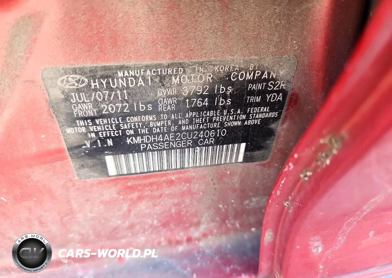 2012 Hyundai Elantra Limited VIN:KMHDH4AE2CU240610 - 12