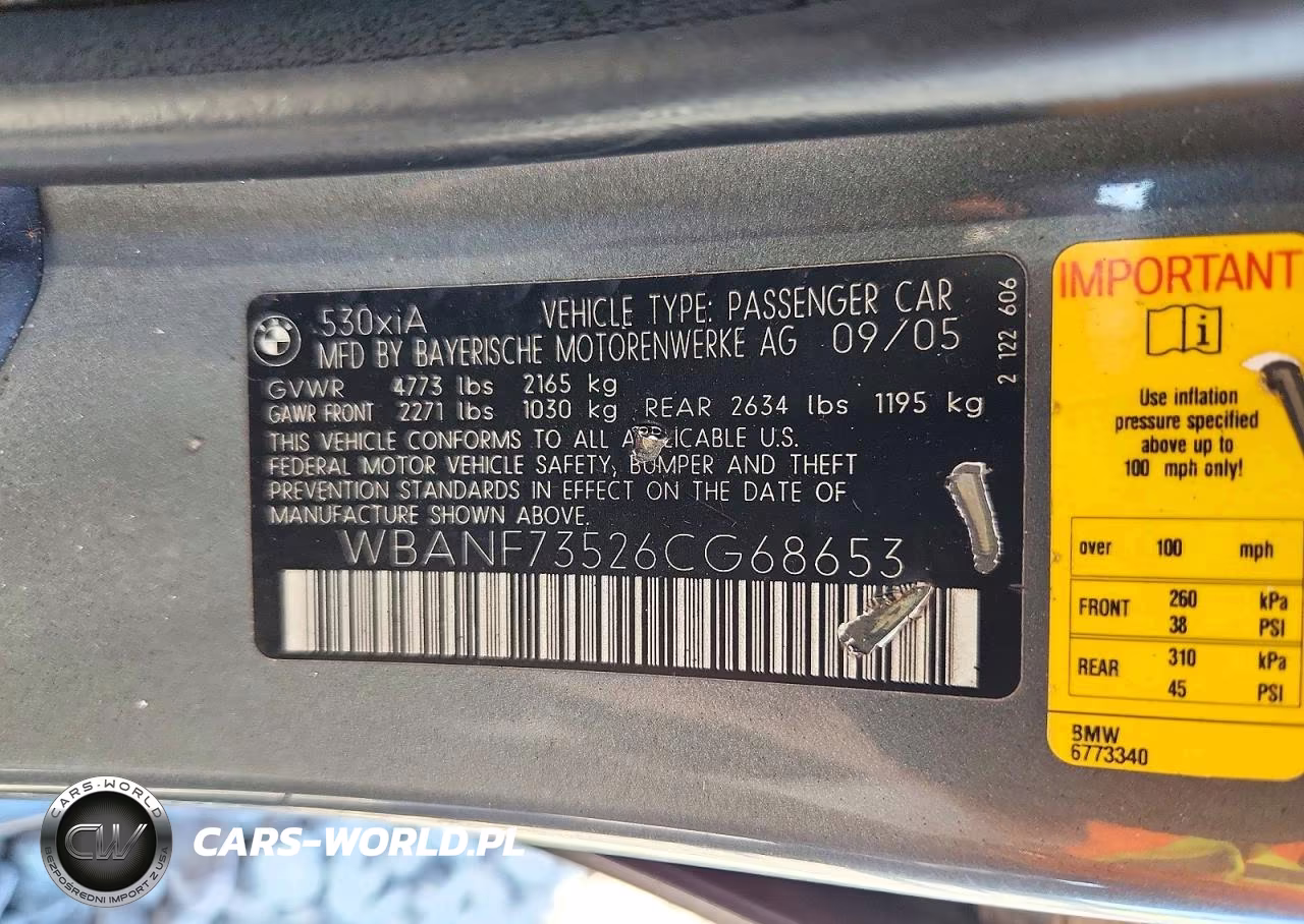 2006 BMW 530 Xi VIN:WBANF73526CG68653 - 12