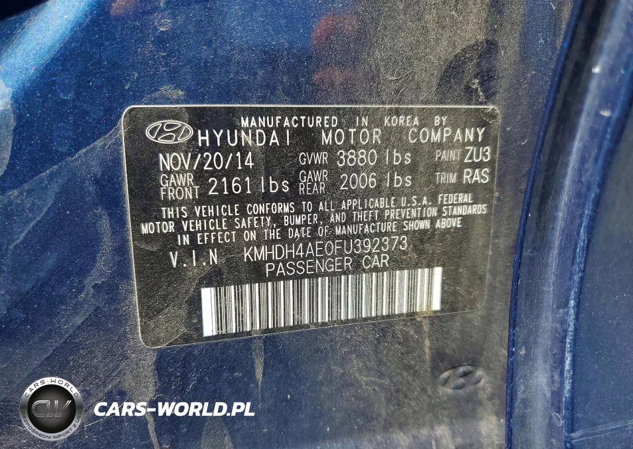 2015 Hyundai Elantra Se VIN:KMHDH4AE0FU392373 - 12