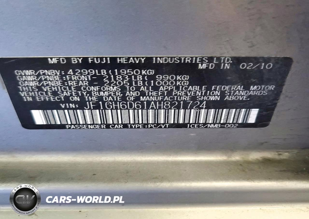 2010 Subaru Impreza Outback Sport VIN:JF1GH6D61AH821724 - 12