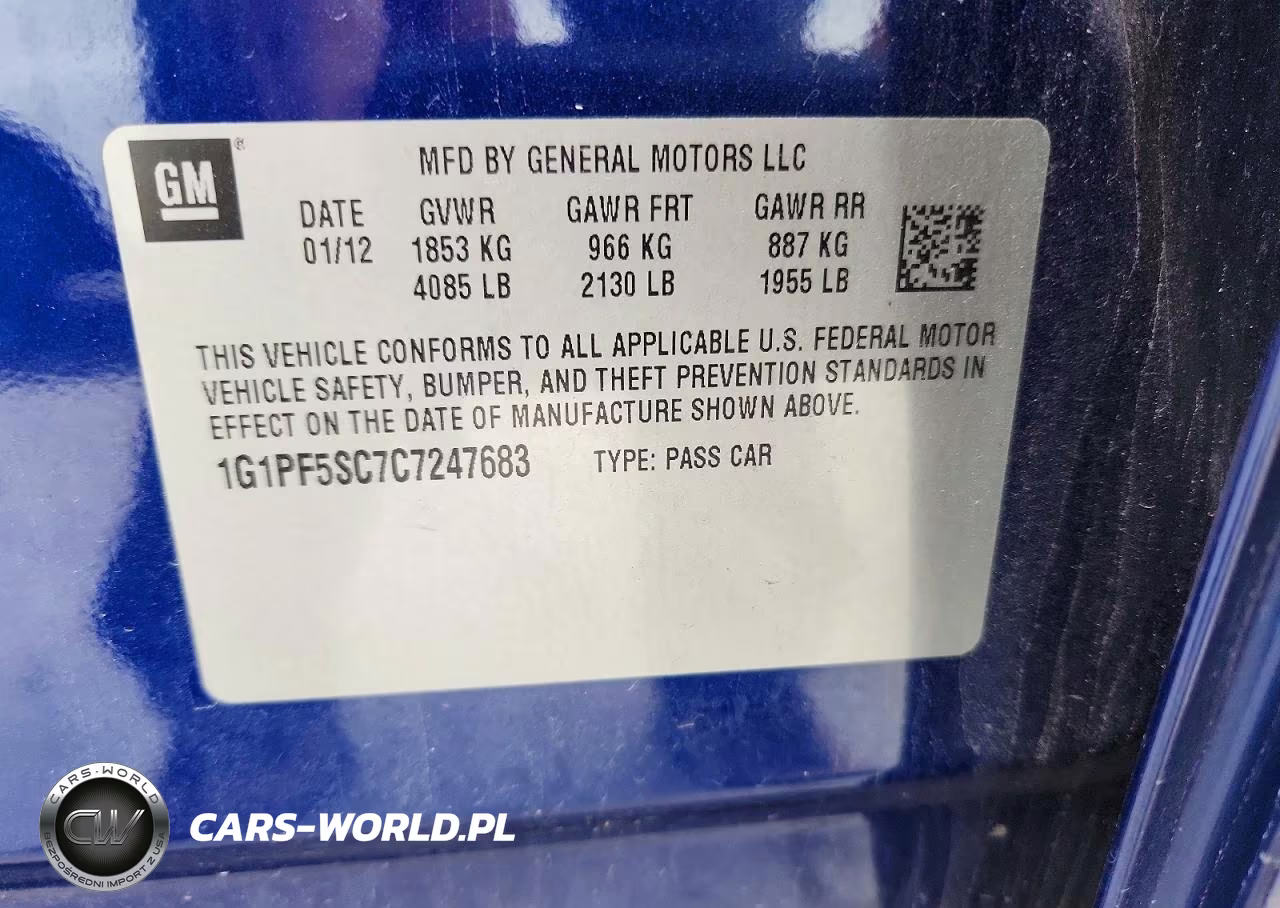 2012 Chevrolet Cruze Lt VIN:1G1PF5SC7C7247683 - 12