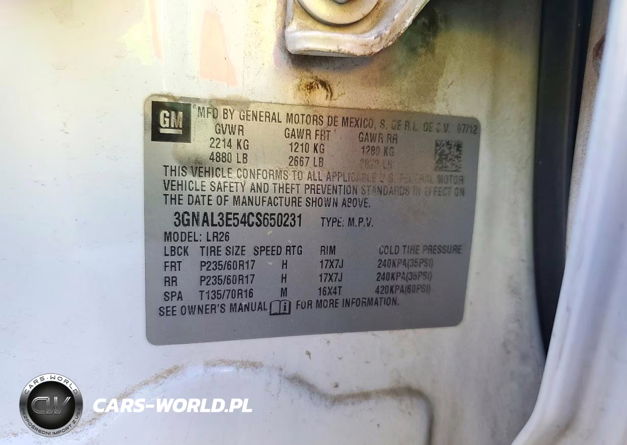 2012 Chevrolet Captiva VIN:3GNAL3E54CS650231 - 14