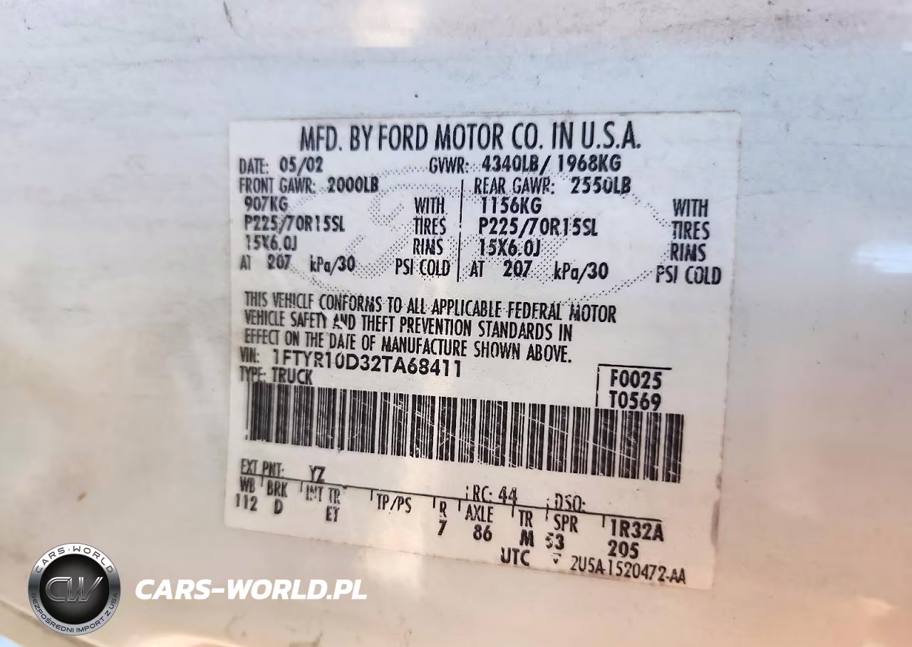 2002 Ford Ranger VIN:1FTYR10D32TA68411 - 12