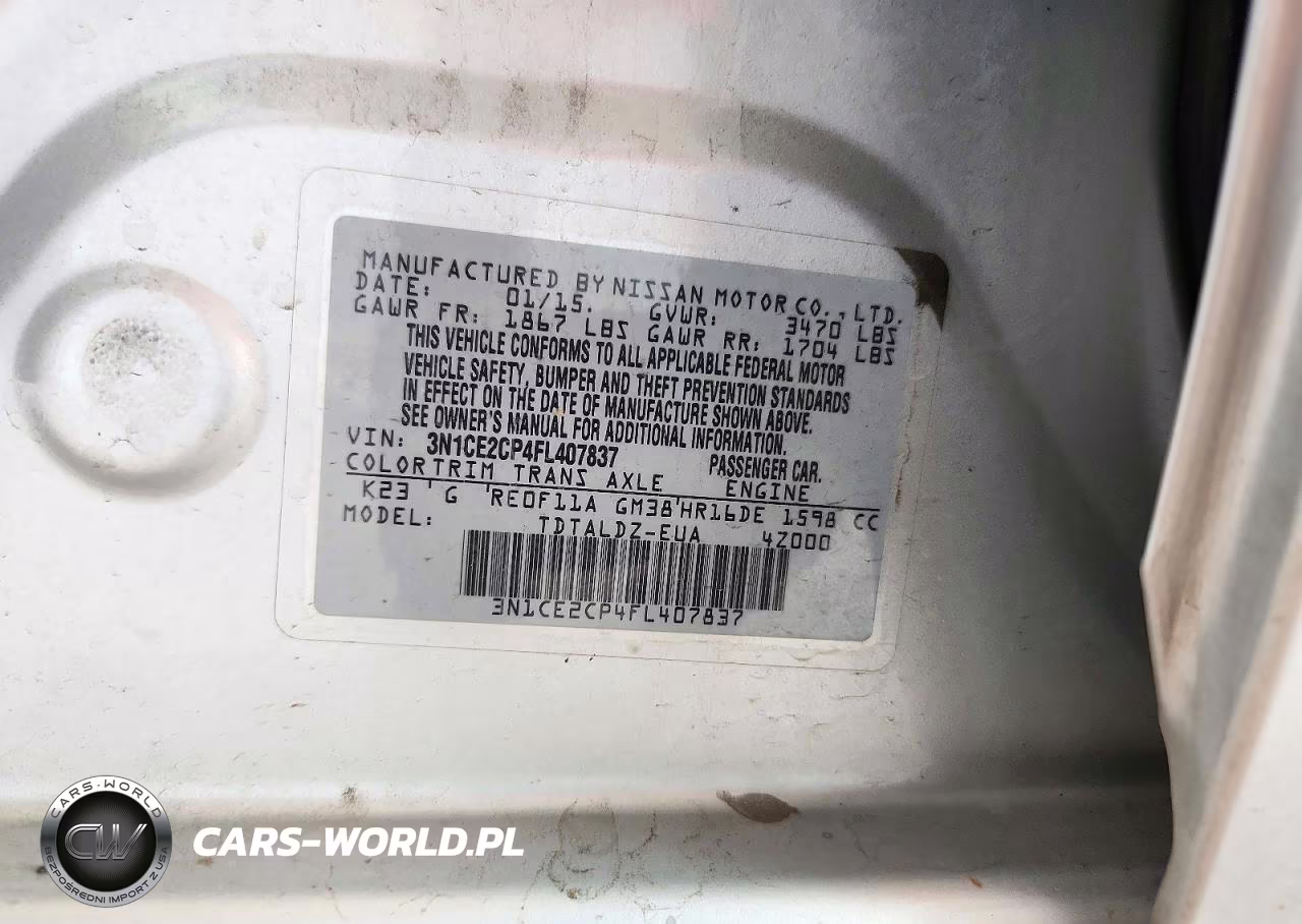 2015 Nissan Versa Note Sv VIN:3N1CE2CP4FL407837 - 12