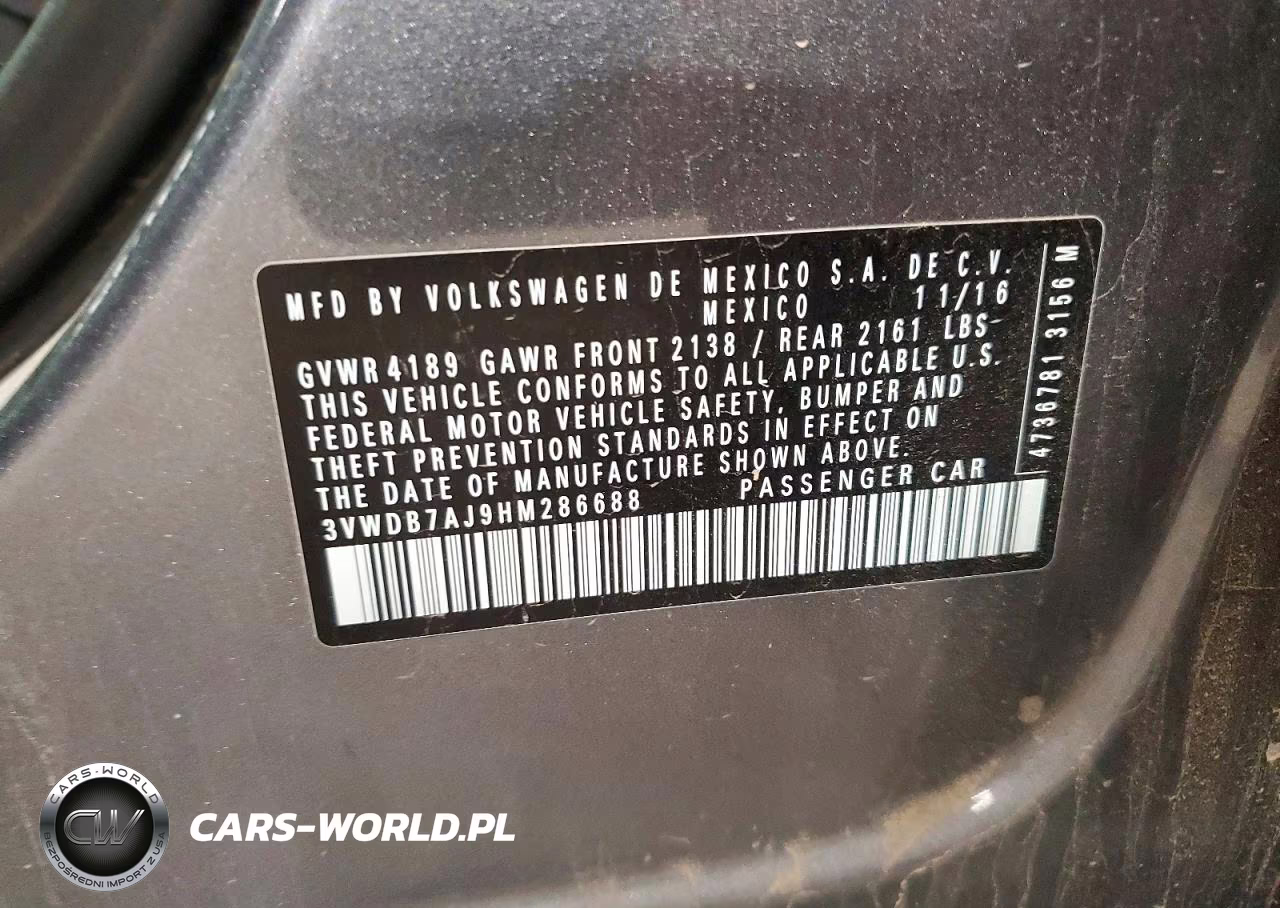 2017 Volkswagen Jetta Se VIN:3VWDB7AJ9HM286688 - 12
