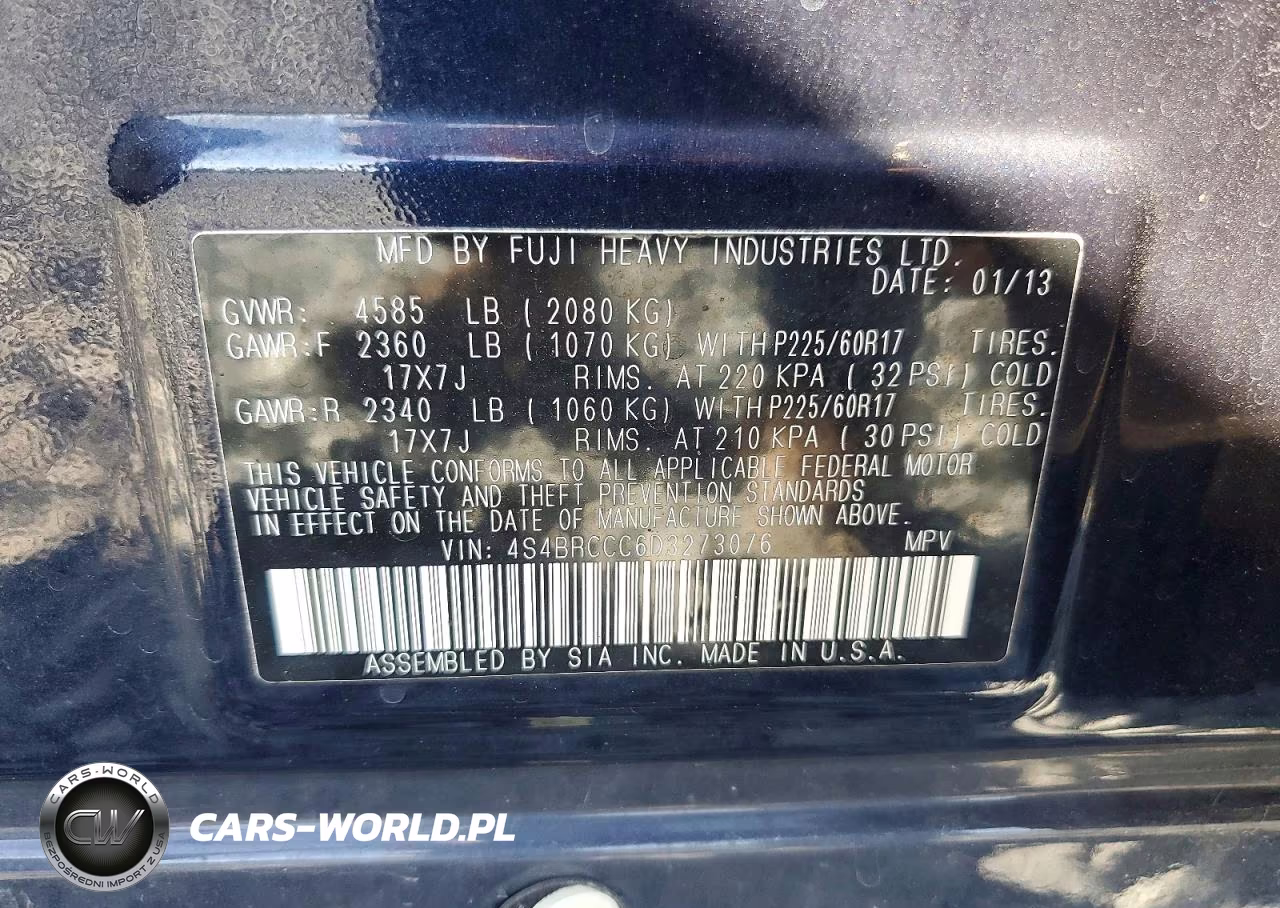2013 Subaru Outback 2.5I Premium VIN:4S4BRCCC6D3273076 - 13