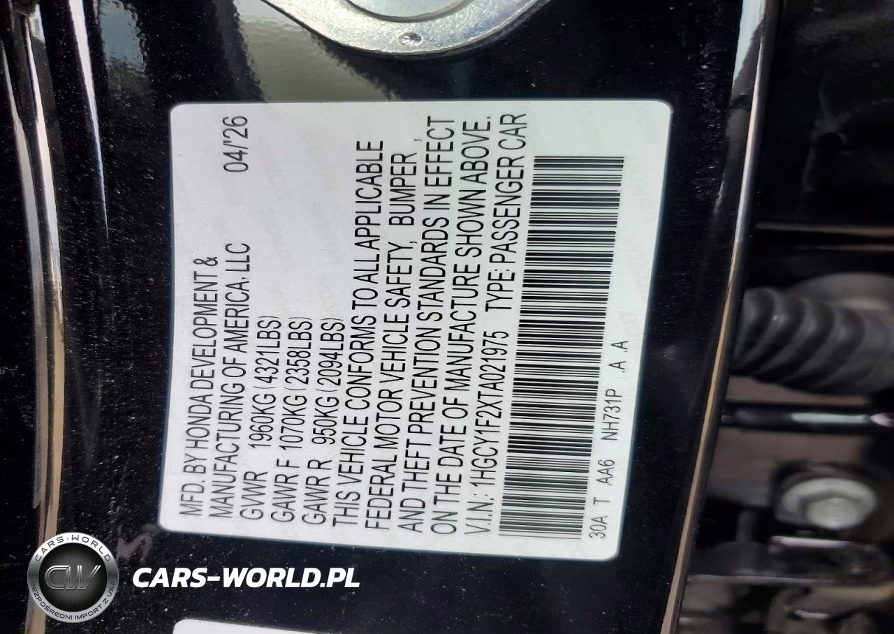 2026 Honda Accord Lx VIN:1HGCY1F2XTA021975 - 12