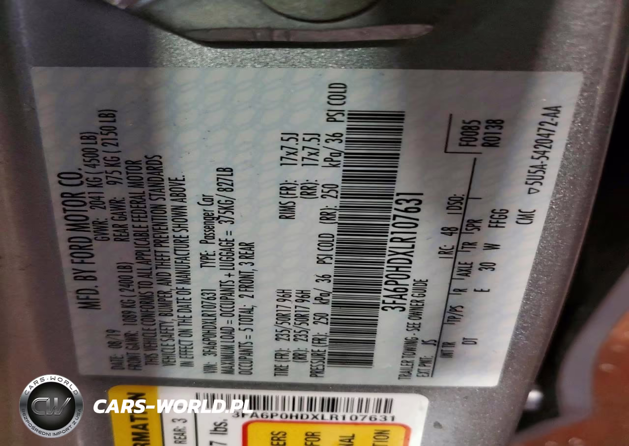 2020 Ford Fusion Se VIN:3FA6P0HDXLR107631 - 12