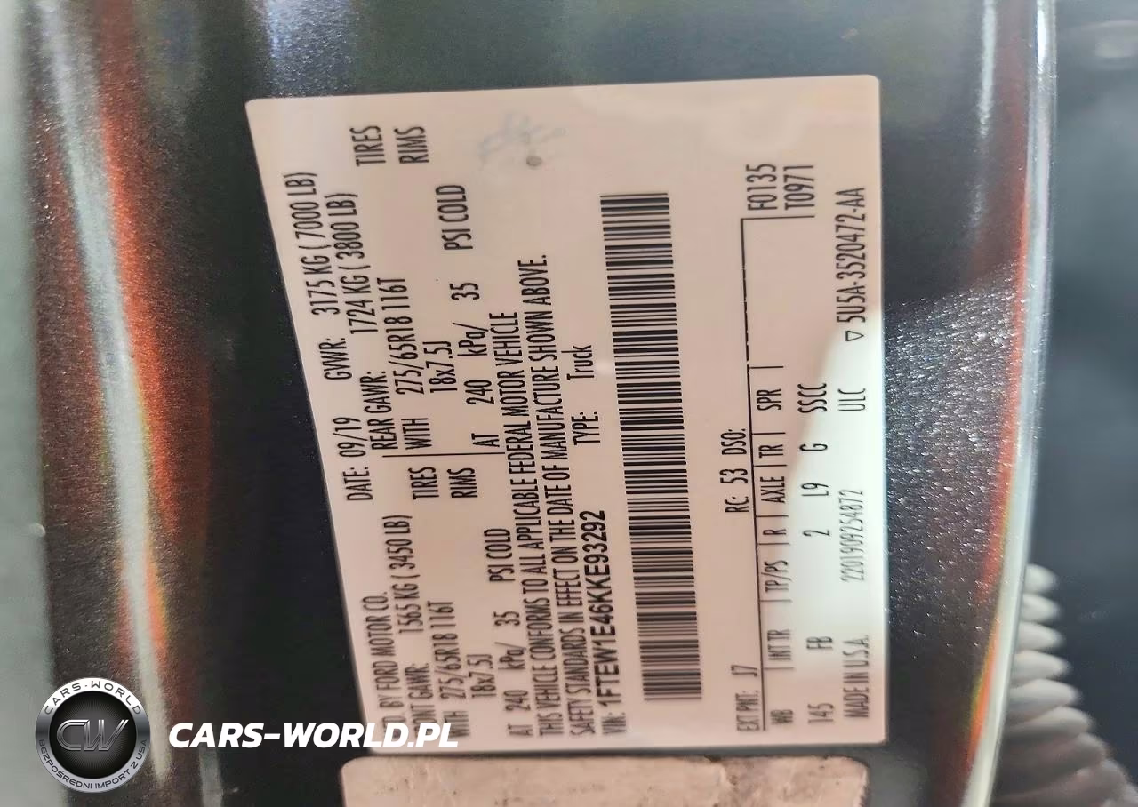 2019 Ford F150 Supercrew VIN:1FTEW1E46KKE93292 - 12