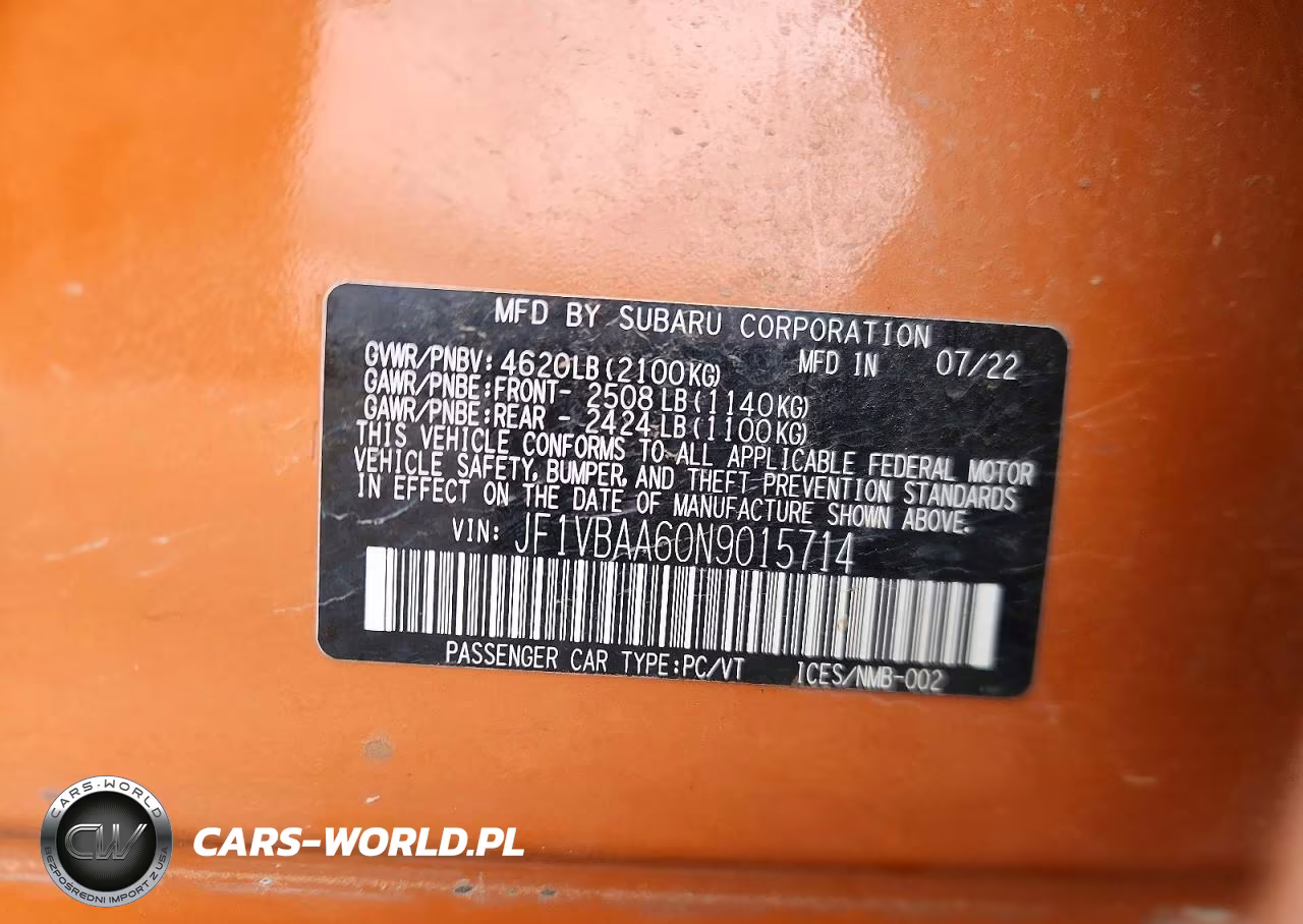 2022 Subaru Wrx VIN:JF1VBAA60N9015714 - 13