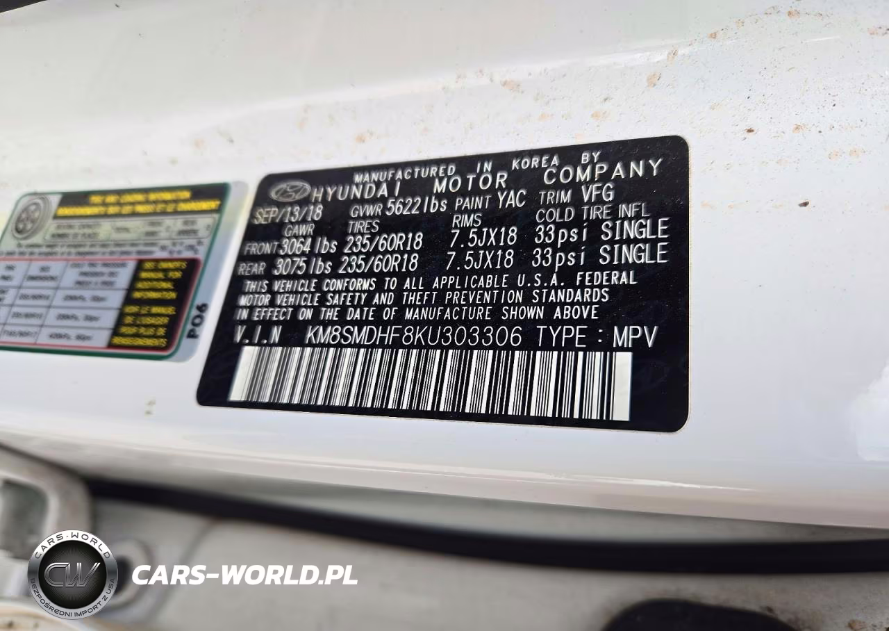2019 Hyundai Santa Fe Xl Se VIN:KM8SMDHF8KU303306 - 13