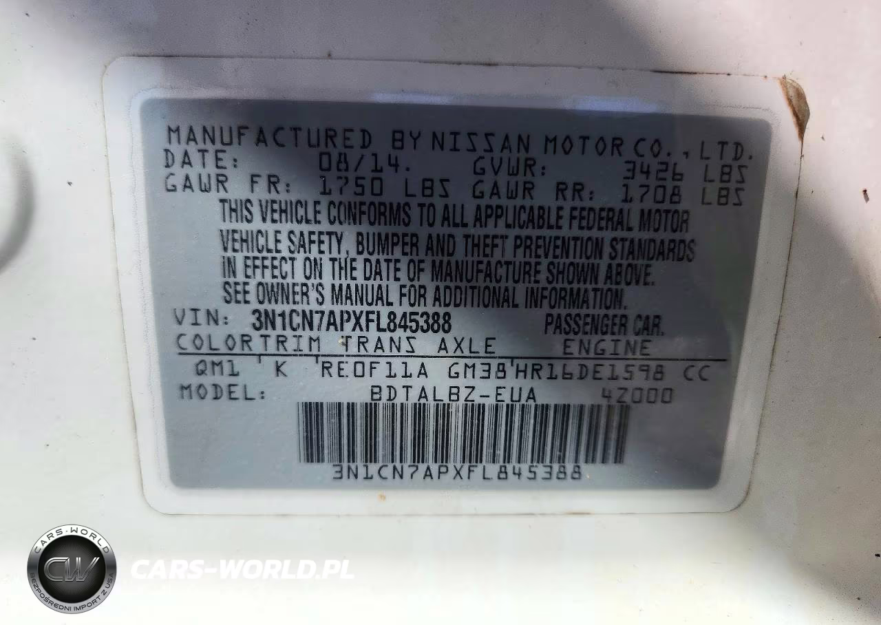 2015 Nissan Versa 1.6 Sv VIN:3N1CN7APXFL845388 - 12