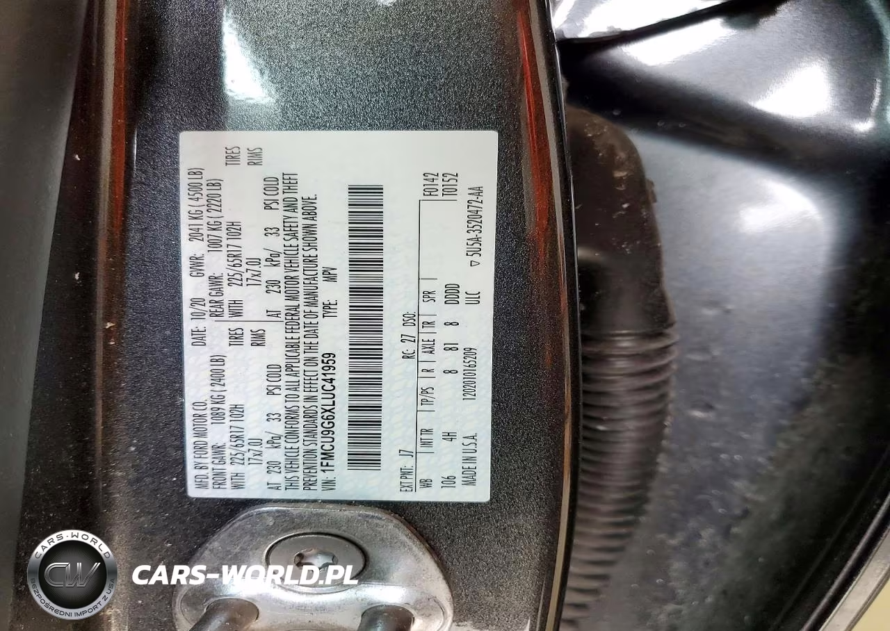 2020 Ford Escape Se VIN:1FMCU9G6XLUC41959 - 13