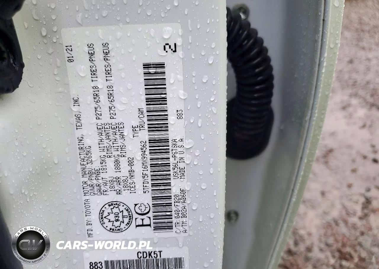 2021 Toyota Tundra Sr5 VIN:5TFDY5F16MX994562 - 12