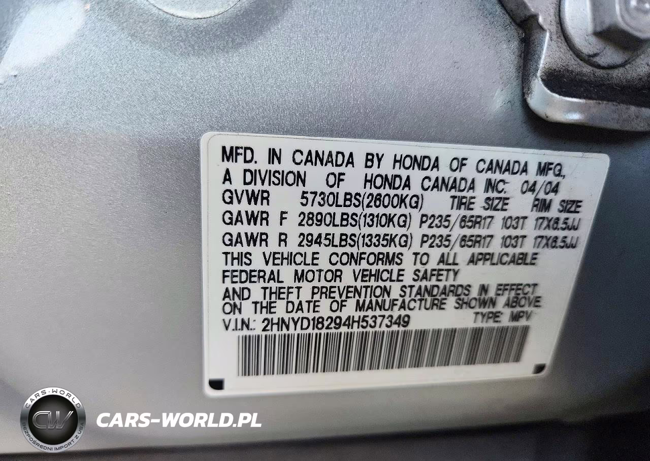 2004 Acura Mdx VIN:2HNYD18294H537349 - 13