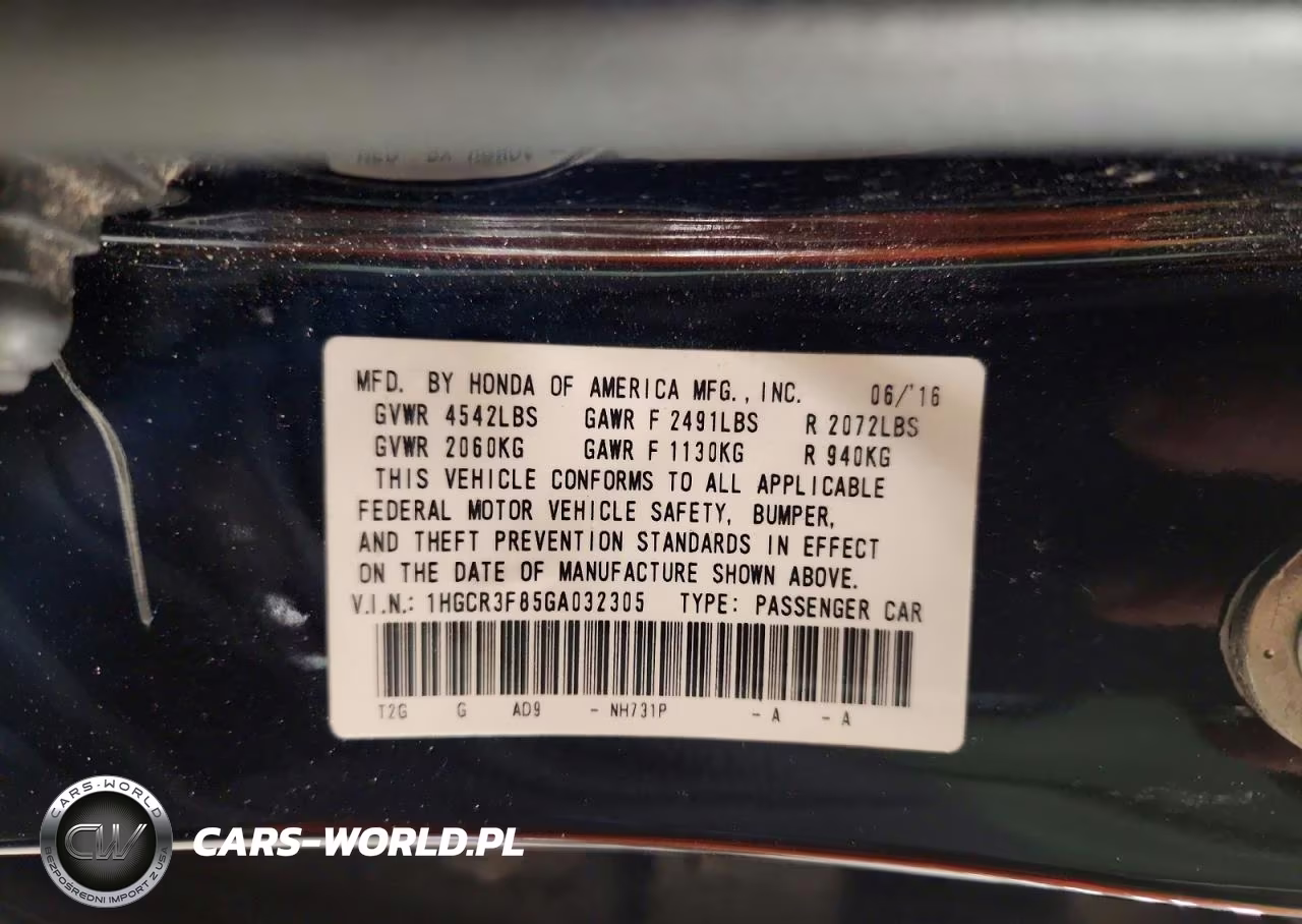 2016 Honda Accord Exl VIN:1HGCR3F85GA032305 - 12