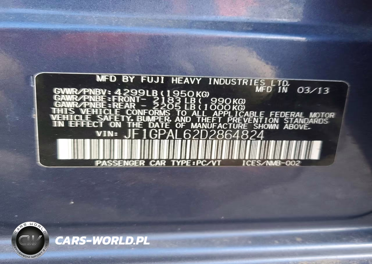 2013 Subaru Impreza Sport Premium VIN:JF1GPAL62D2864824 - 12