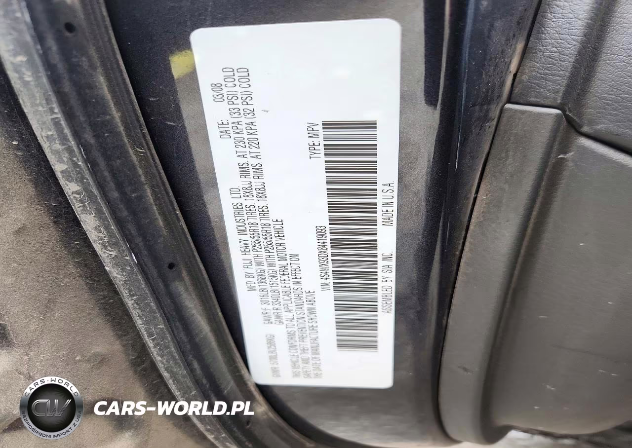 2008 Subaru Tribeca Limited VIN:4S4WX93DX84419093 - 13