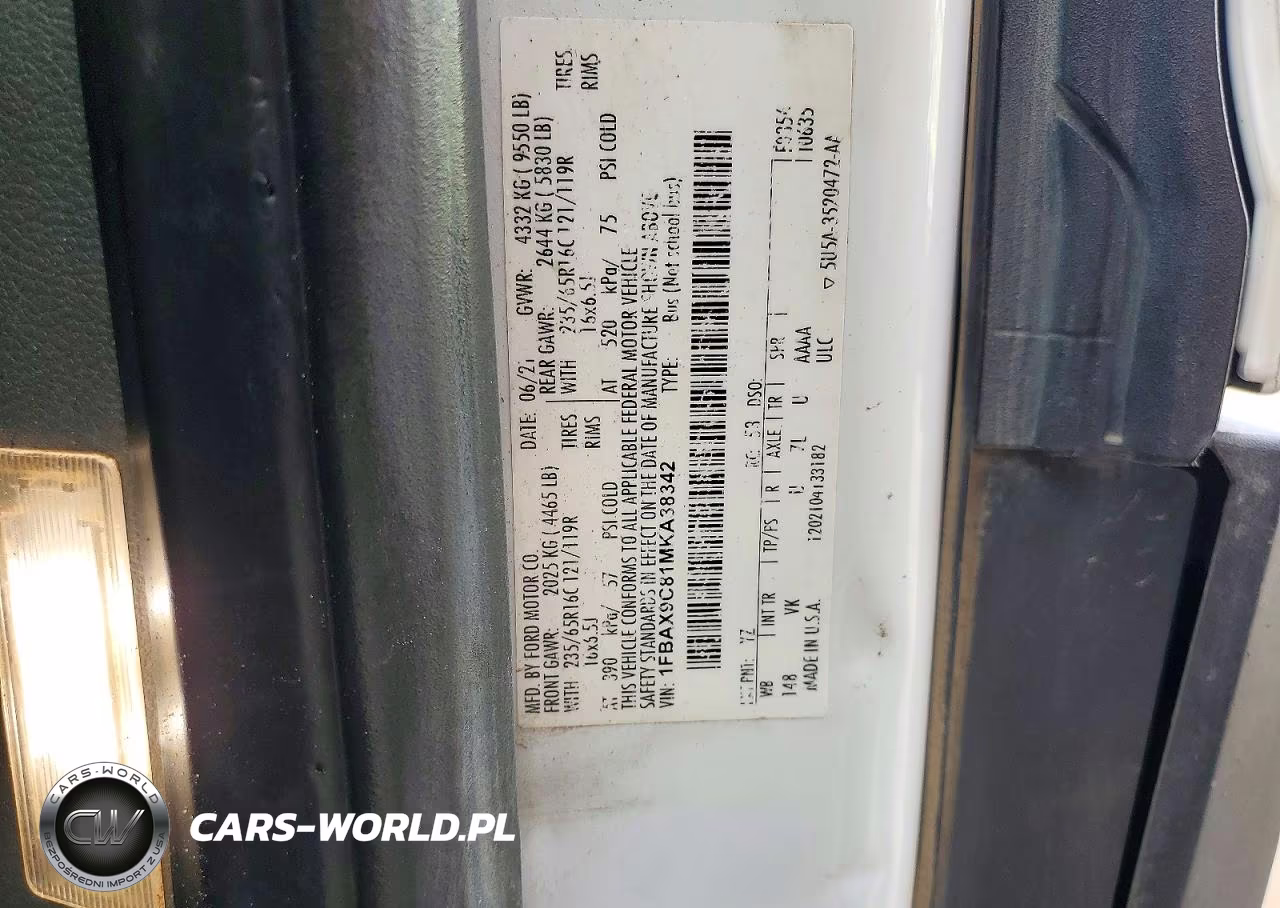 2021 Ford Transit T-350 Passenger Van VIN:1FBAX9C81MKA38342 - 13
