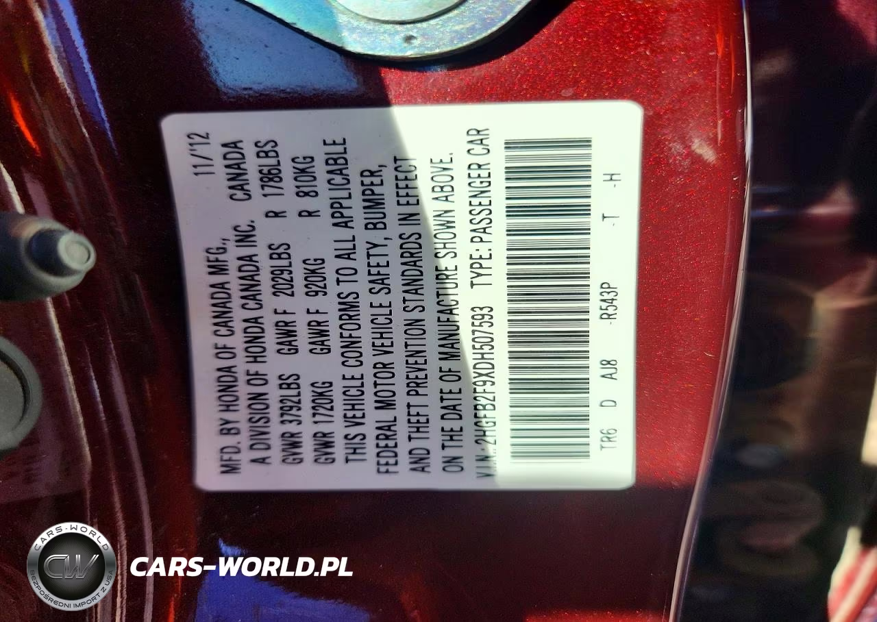 2013 Honda Civic Exl VIN:2HGFB2F9XDH507593 - 12
