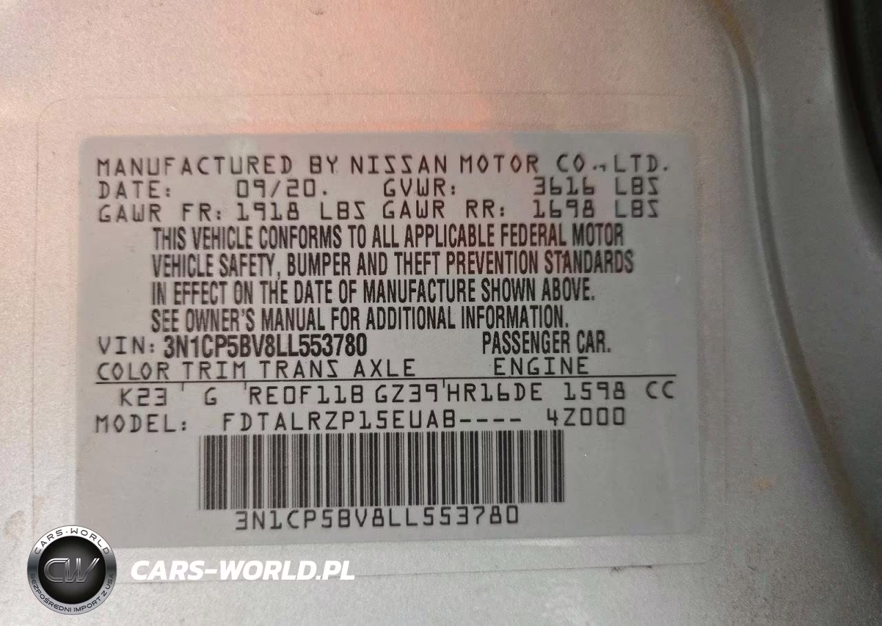 2020 Nissan Kicks S VIN:3N1CP5BV8LL553780 - 13