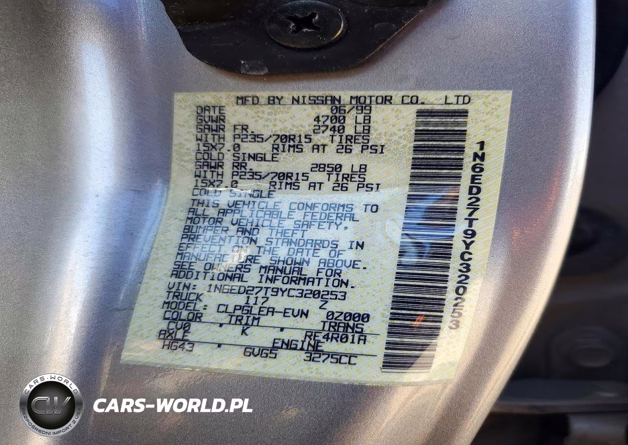 2000 Nissan Frontier Xe VIN:1N6ED27T9YC320253 - 12