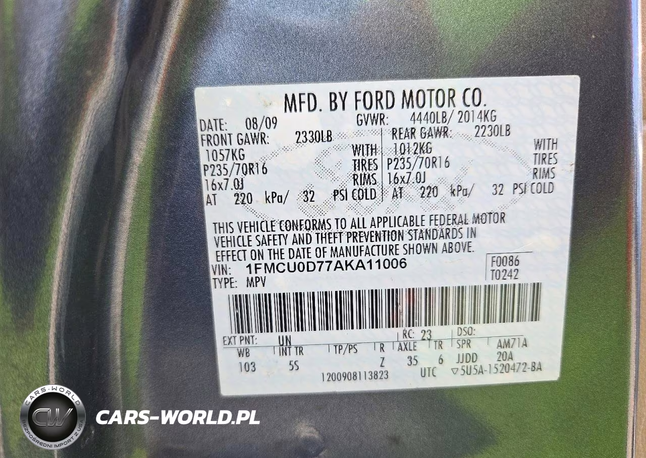 2010 Ford Escape Xlt VIN:1FMCU0D77AKA11006 - 13