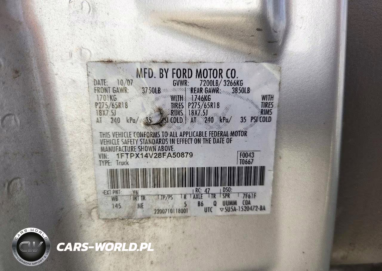 2008 Ford F150 VIN:1FTPX14V28FA50879 - 12