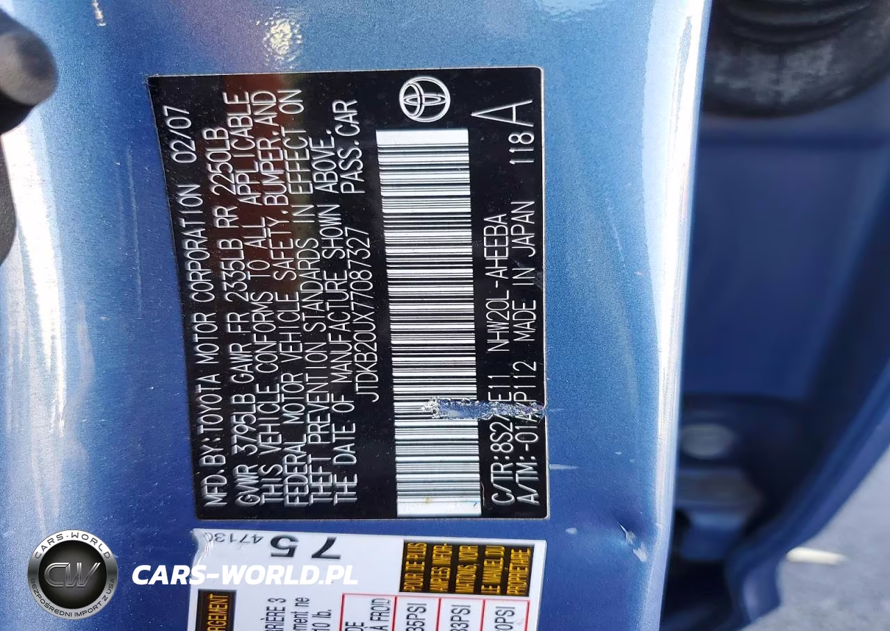 2007 Toyota Prius Base VIN:JTDKB20UX77087327 - 12