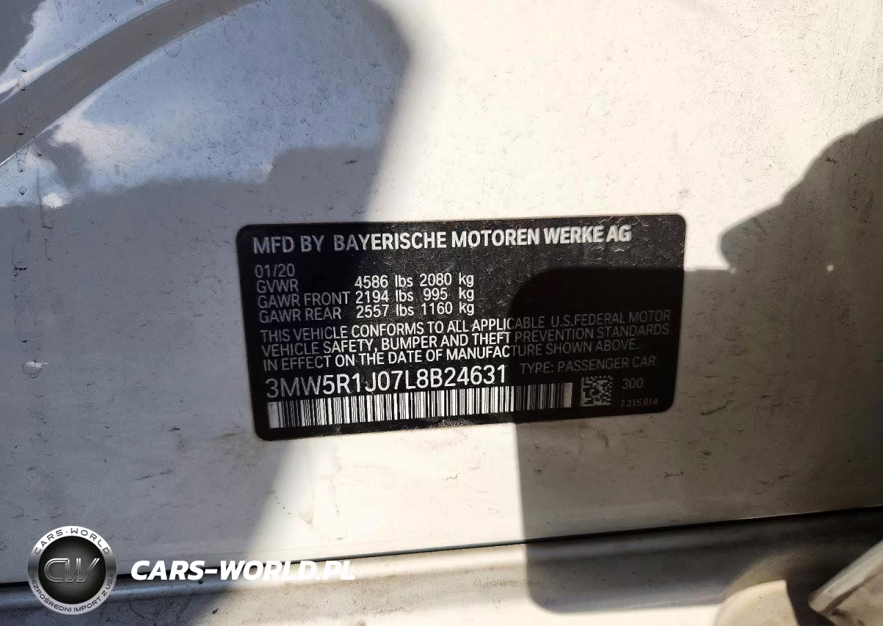 2020 BMW 330I VIN:3MW5R1J07L8B24631 - 12