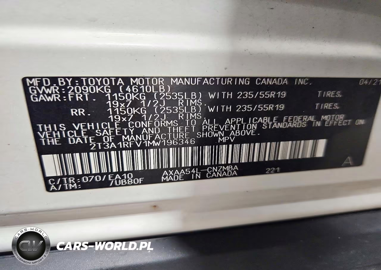 2021 Toyota Rav4 Xle Premium VIN:2T3A1RFV1MW196346 - 12