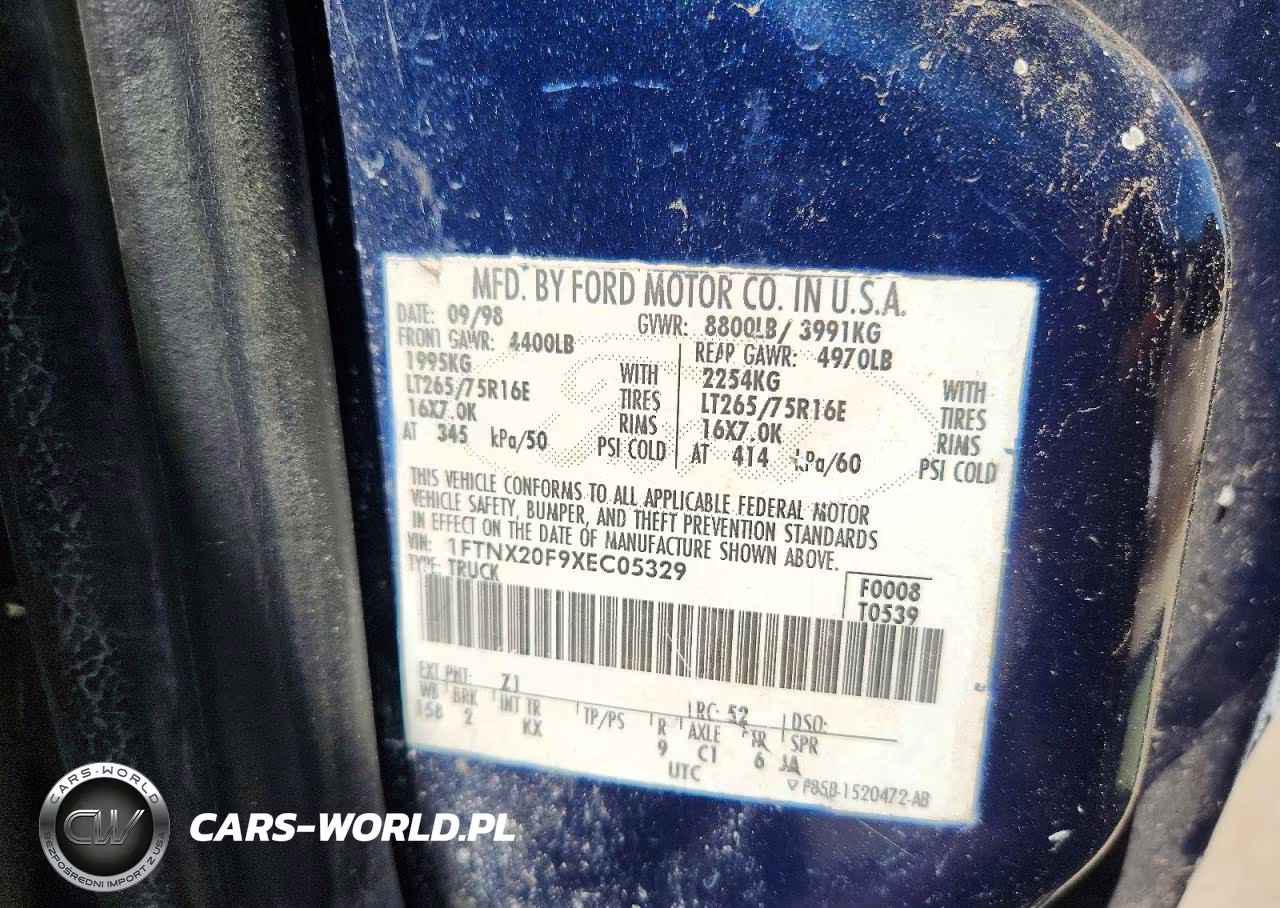 1999 Ford F250 Super Duty VIN:1FTNX20F9XEC05329 - 12