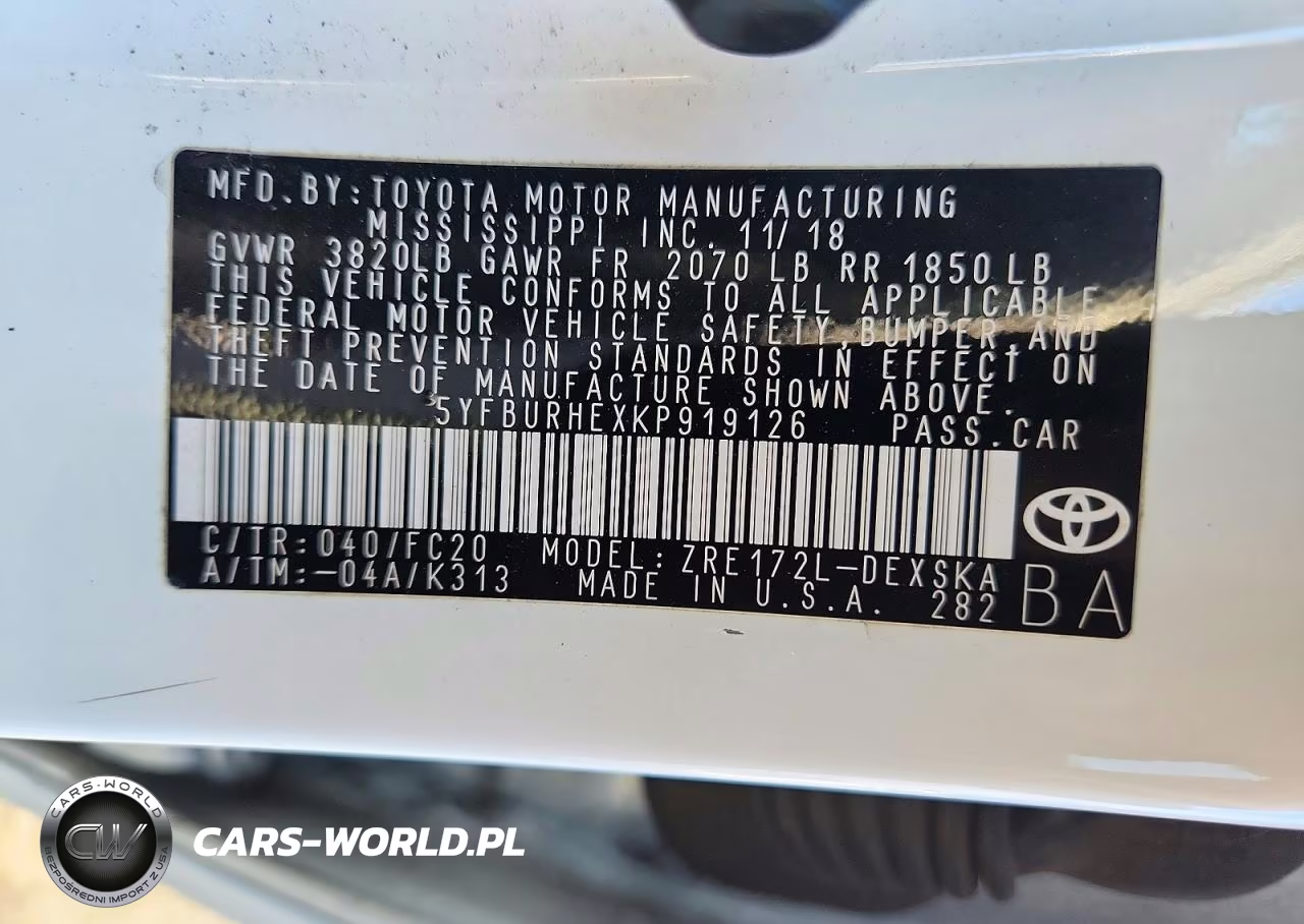 2019 Toyota Corolla Se VIN:5YFBURHEXKP919126 - 13