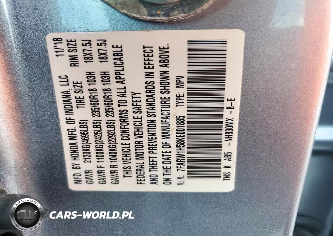 2019 Honda Cr-V Ex VIN:7FARW1H58KE001885 - 14