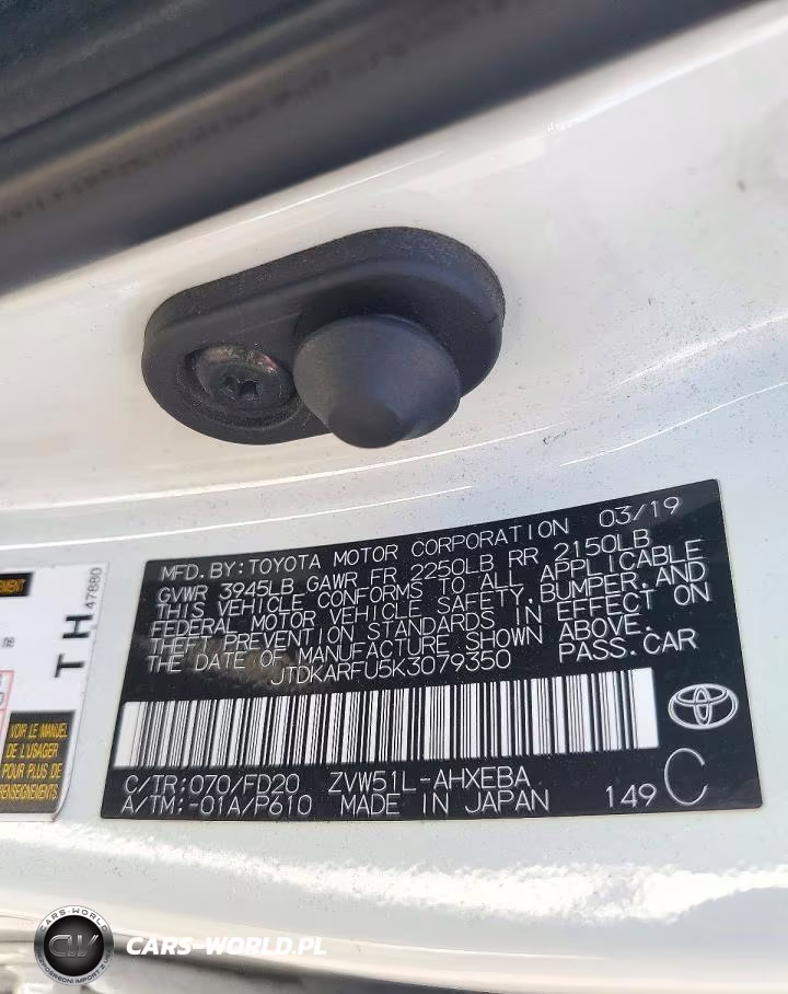 2019 Toyota Prius Le VIN:JTDKARFU5K3079350 - 12