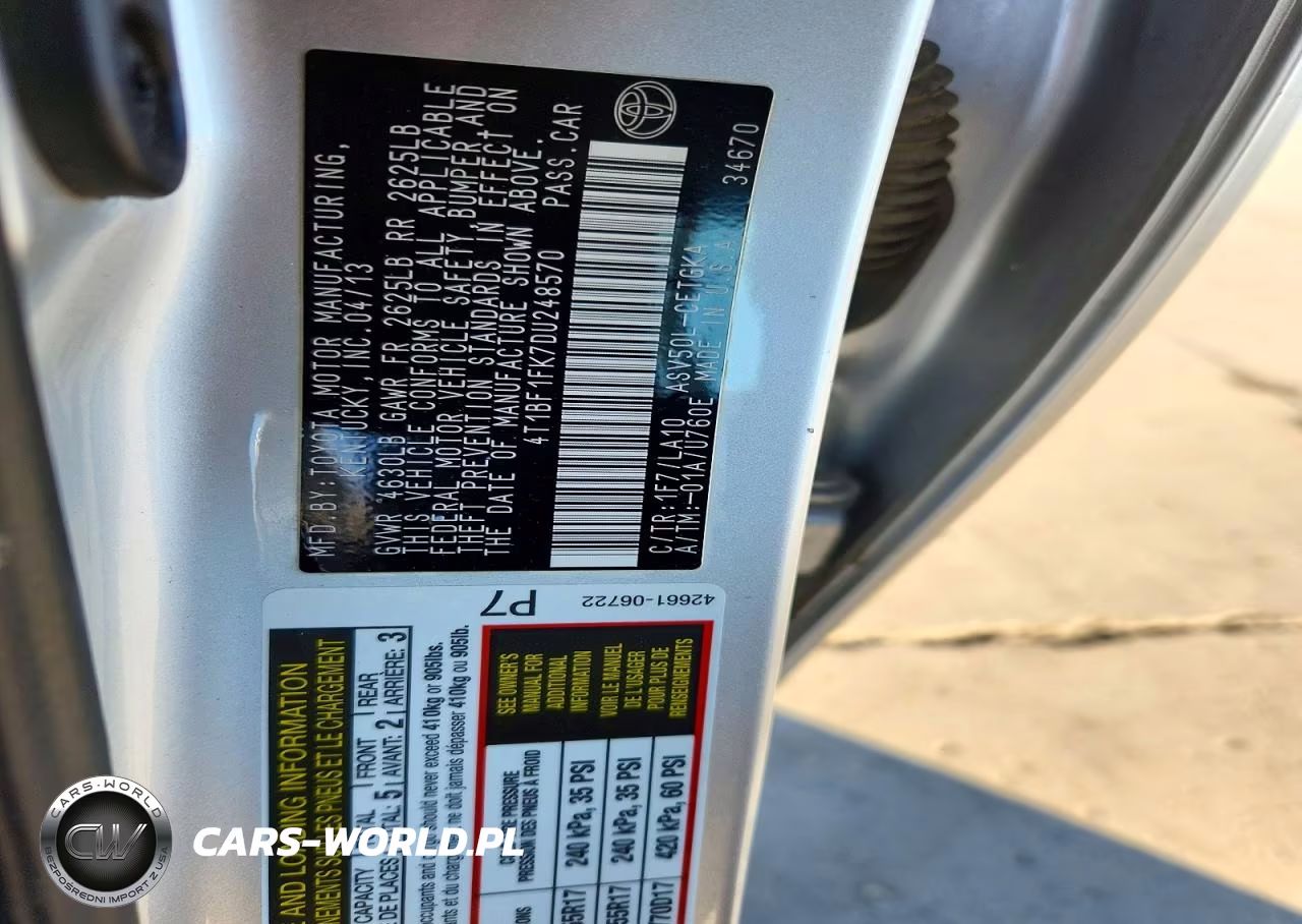 2013 Toyota Camry Xle VIN:4T1BF1FK7DU248570 - 12