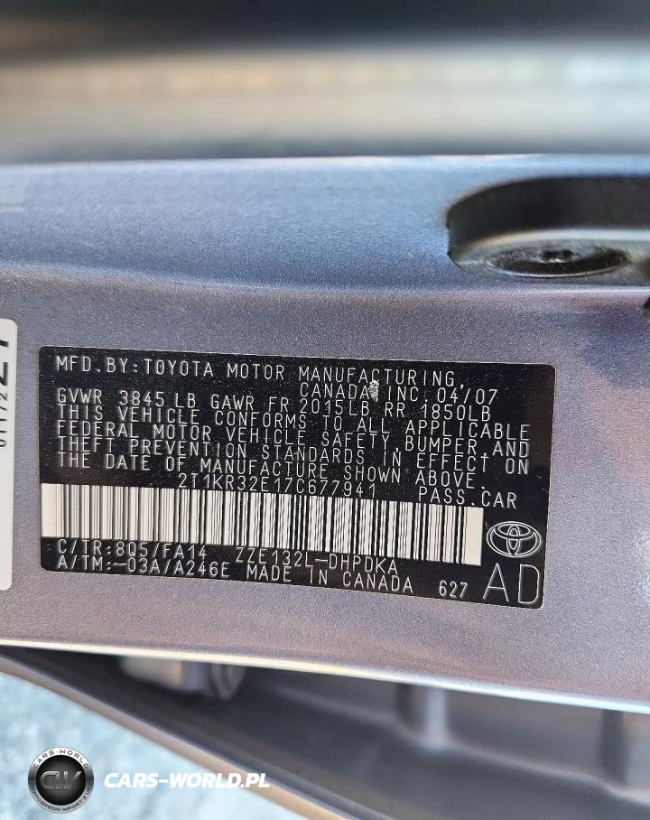 2007 Toyota Matrix Base VIN:2T1KR32E17C677941 - 12
