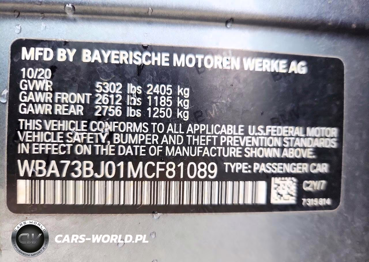2021 BMW 540 Xi VIN:WBA73BJ01MCF81089 - 13